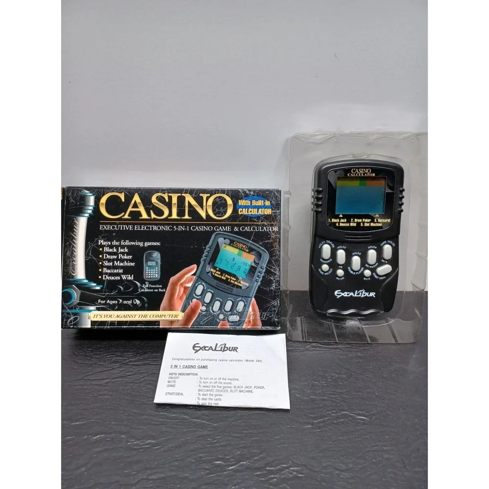Casino Calculator Handheld Game Tested & Working travel Excalibur portable
